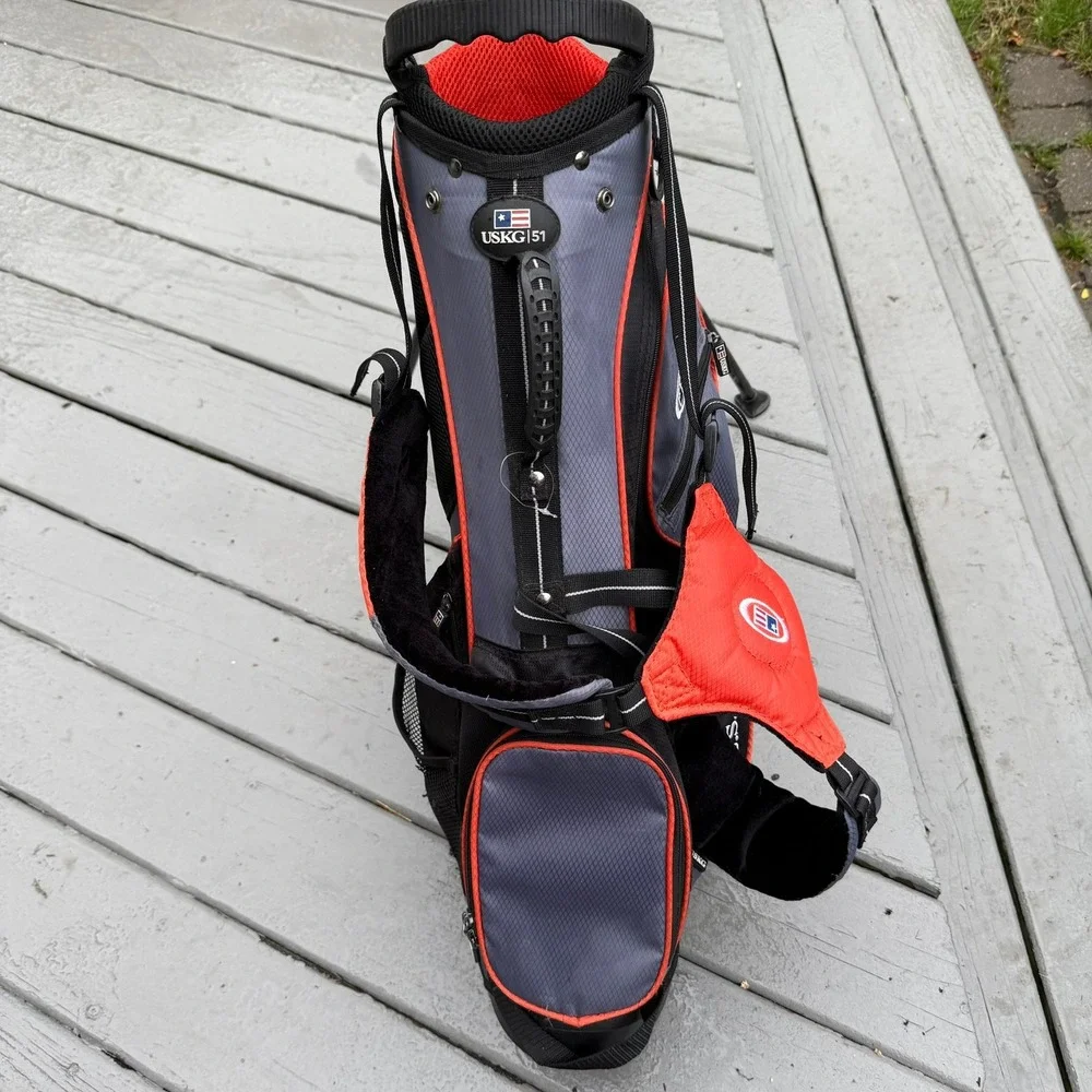 US Kids Golf USKG 51 Junior Stand Bag Grey Black Orange Lightweight Dual Strap